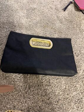 Black Clutch Bag with Gold Handle